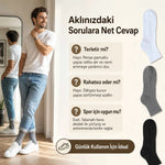 Erkek Spor Çorap 6 Çift, Taban Altı Havlu Destekli Penye Pamuklu Uzun Konç Çorap, Dikişsiz Burun, Yıkamalı Parfümlü, Siyah Gri Beyaz