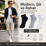 Erkek Kısa Konç Çorap 12’li Paket, %80 Pamuklu, Dikişsiz Burun, Nefes Alan Yumuşak Bilek Çorabı, Siyah Gri Beyaz