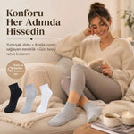 Kadın Kısa Konç Çorap 3’lü Paket, %80 Pamuklu, Dikişsiz Burun, Nefes Alan Yumuşak Bilek Çorabı, Siyah Gri Beyaz