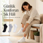Kadın Kısa Konç Çorap 6’lı Paket, %80 Pamuklu, Dikişsiz Burun, Nefes Alan Yumuşak Bilek Çorabı, Siyah Gri Beyaz