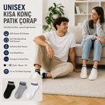 Unisex Çizgili Kısa Konç Patik Çorap 6 Çift, %85 Pamuklu Geri Dönüştürülmüş İplik, Parfümlü İnce Dikişli, Siyah Beyaz Gri Günlük Spor Çorabı
