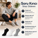Unisex Dikişsiz Kısa Konç 6’lı Patik Çorap, %85 Pamuklu Geri Dönüştürülmüş İplik, Parfümlü, Siyah Beyaz Gri, Yumuşak Nefes Alan Günlük Spor Çorabı