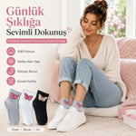 Kadın Kelebek Desenli Kısa Konç Çorap 12’li Paket, %80 Pamuklu Dikişsiz Burun, Nefes Alan Yumuşak Bilek Çorabı, Siyah Beyaz Gri