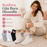 Kadın Kelebek Desenli Kısa Konç Çorap 12’li Paket, %80 Pamuklu Dikişsiz Burun, Nefes Alan Yumuşak Bilek Çorabı, Siyah Beyaz Gri