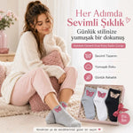 Kadın Kelebek Desenli Kısa Konç Çorap 6’lı Paket, %80 Pamuklu Dikişsiz Burun, Nefes Alan Yumuşak Bilek Çorabı, Siyah Beyaz Gri
