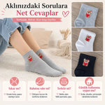 Kadın Ayıcık Desenli Kısa Konç Çorap 12’li Paket, %80 Pamuklu Dikişsiz Burun, Nefes Alan Yumuşak Bilek Çorabı, Siyah Beyaz Gri