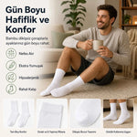 Erkek Bambu Soket Çorap 6’lı Paket, Dikişsiz Parfümlü Nefes Alan Yumuşak Nem Emici Günlük Uzun Çorap