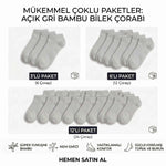 Kadın Bambu Patik Çorap 6’lı Paket, Siyah Beyaz Gri, Nefes Alan Nem Emici Yumuşak Günlük Spor Bilek Çorabı