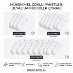 Erkek Bambu Patik Çorap 6’lı Paket, Siyah Beyaz Gri, Nefes Alan Nem Emici Yumuşak Günlük Spor Bilek Çorabı