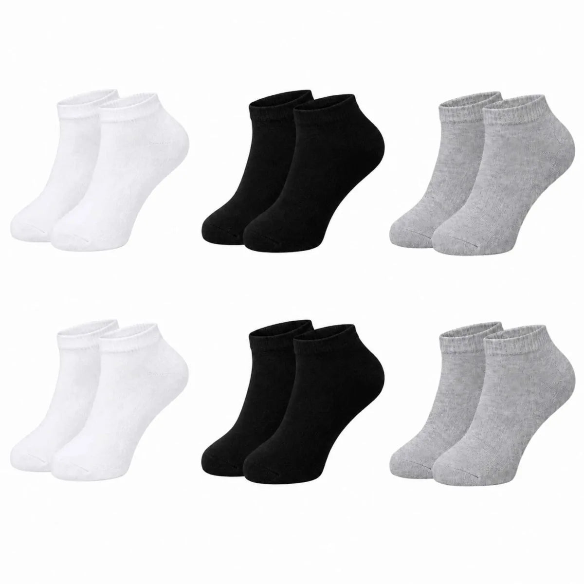 Erkek Bambu Patik Çorap 6’lı Paket, Siyah Beyaz Gri, Nefes Alan Nem Emici Yumuşak Günlük Spor Bilek Çorabı