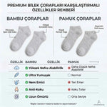 Erkek Bambu Patik Çorap 6’lı Paket, Siyah Beyaz Gri, Nefes Alan Nem Emici Yumuşak Günlük Spor Bilek Çorabı