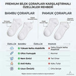 Erkek Bambu Patik Çorap 6’lı Paket, Siyah Beyaz Gri, Nefes Alan Nem Emici Yumuşak Günlük Spor Bilek Çorabı