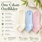 Kadın Bambu Dikişsiz Patik Çorap 12’li Paket – Yumuşak, Nefes Alan, Nem Emici Kısa Konç Günlük Çorap – Krem, Mavi, Pembe