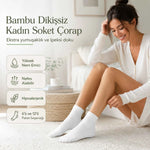 Kadın Bambu Uzun Çorap 12’li Paket, Dikişsiz Burunlu Yumuşak Dokulu Siyah Beyaz Gri
