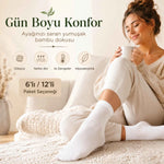 Kadın Bambu Uzun Çorap 12’li Paket, Dikişsiz Burunlu Yumuşak Dokulu Siyah Beyaz Gri