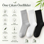 Kadın Bambu Uzun Çorap 12’li Paket, Dikişsiz Burunlu Yumuşak Dokulu Siyah Beyaz Gri
