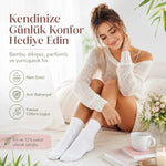Kadın Bambu Uzun Çorap 12’li Paket, Dikişsiz Burunlu Yumuşak Dokulu Siyah Beyaz Gri