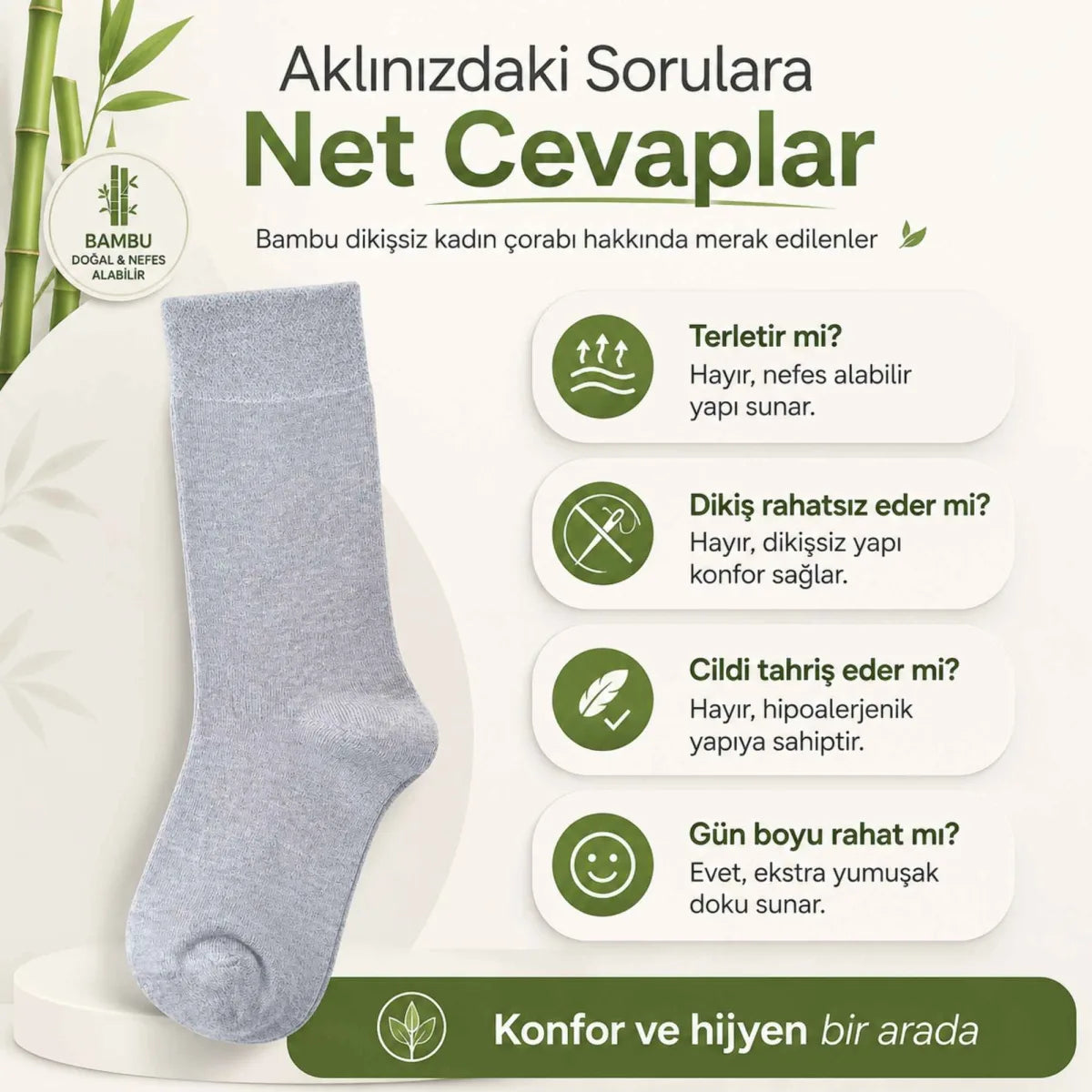 Kadın Bambu Uzun Çorap 6’lı Paket, Dikişsiz Burunlu Yumuşak Dokulu Siyah Beyaz Gri