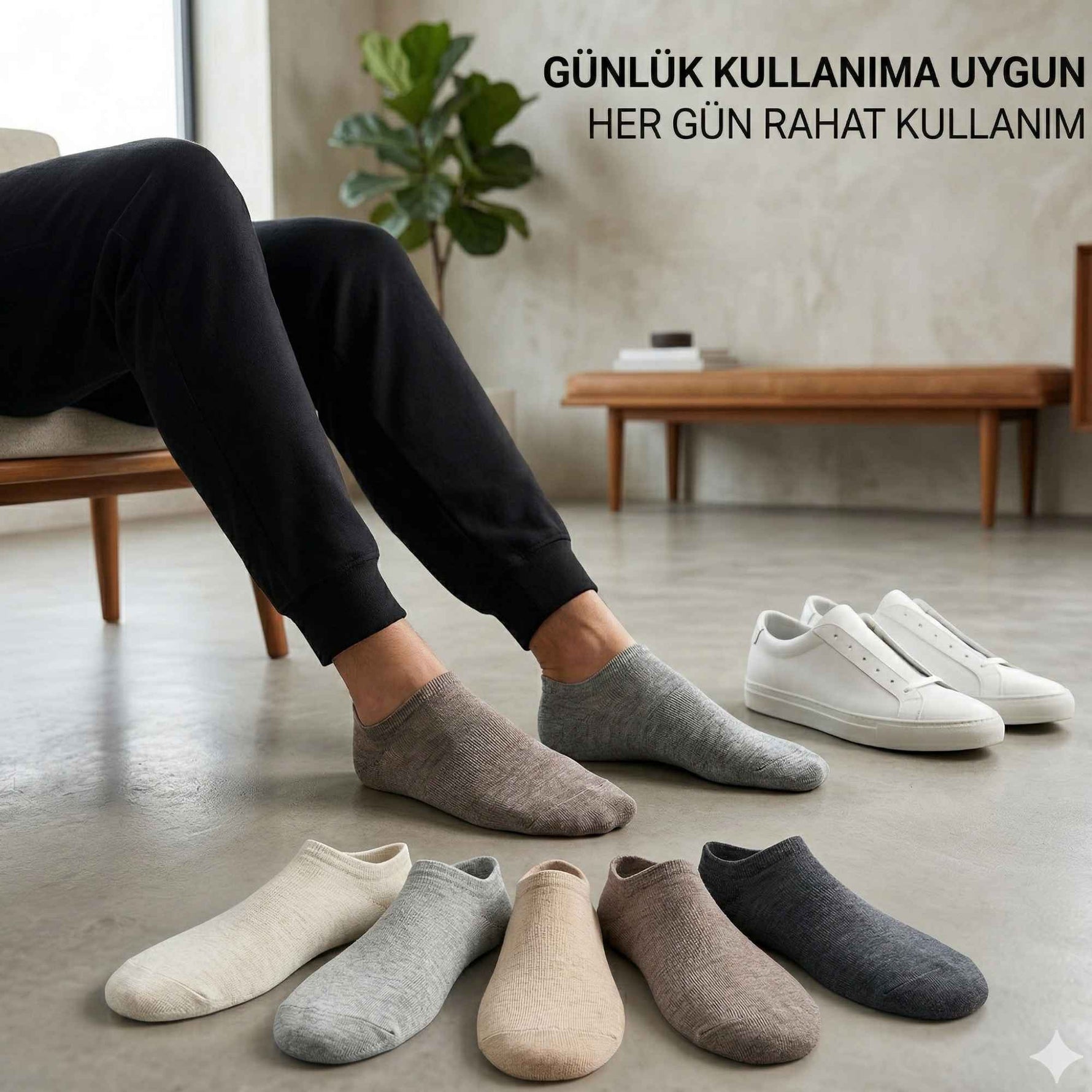 Erkek Görünmez Çorap 6’lı Set, Babet Kesim, Yumuşak ve Esnek Yapı, Krem, Açık Gri, Bej, Vizon, Antrasit, Füme