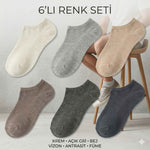 Erkek Görünmez Çorap 6’lı Set, Babet Kesim, Yumuşak ve Esnek Yapı, Krem, Açık Gri, Bej, Vizon, Antrasit, Füme