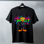 Tweety Graffiti Baskılı Unisex Siyah Oversize Tişört - 24/1 Penye