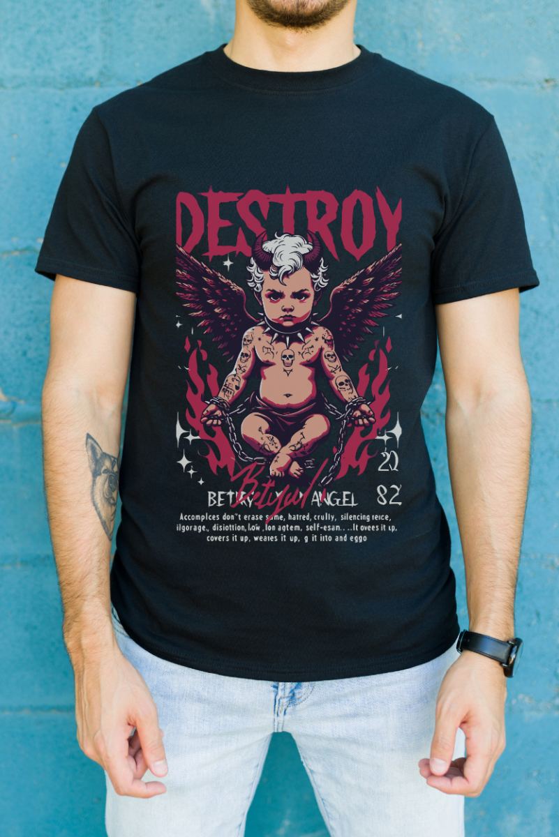 Unisex Oversize 24/1 Penye DTF Baskılı Tişört - DTF144