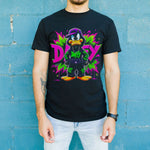 Daffy Duck Graffiti Baskılı Unisex Siyah Tişört - 24/1 Penye Pamuklu
