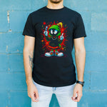 Marvin the Martian Graffiti Baskılı Unisex Siyah Tişört - 24/1 Penye Pamuklu