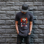 Sylvester Graffiti Baskılı Unisex Siyah Oversize Tişört - 24/1 Penye