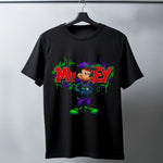 Mickey Mouse Graffiti Baskılı Unisex Siyah Oversize Tişört - 24/1 Penye