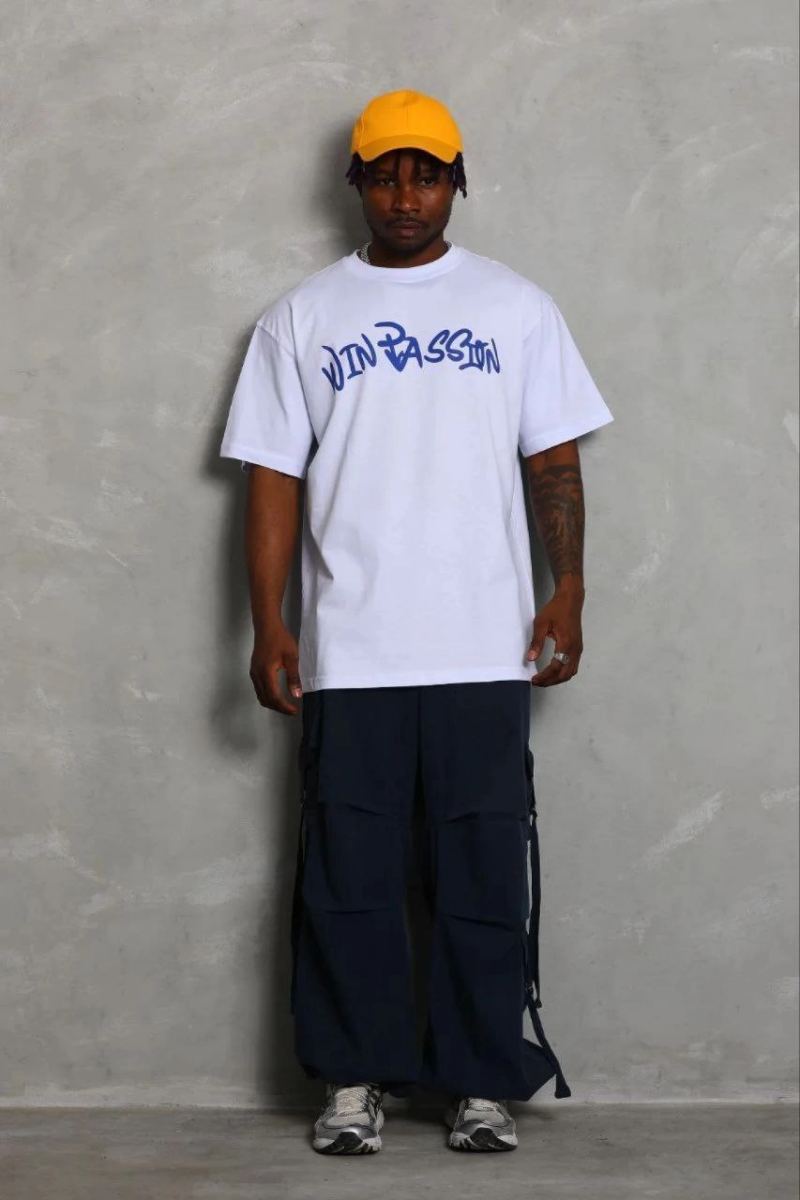 Erkek Baskılı T-Shirt Kısa Kol Bisiklet Yaka Regular Fit Tişört - Beyaz