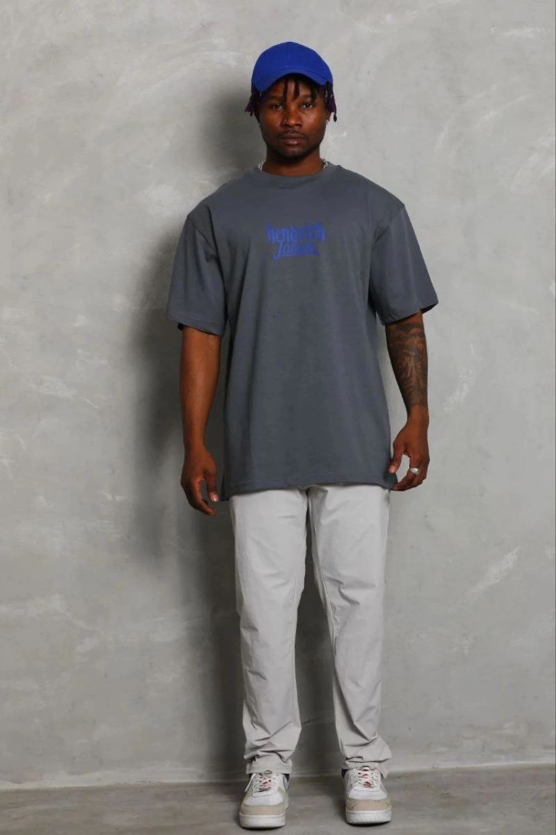 Erkek Baskılı T-Shirt Kısa Kol Bisiklet Yaka Regular Fit Tişört - Füme