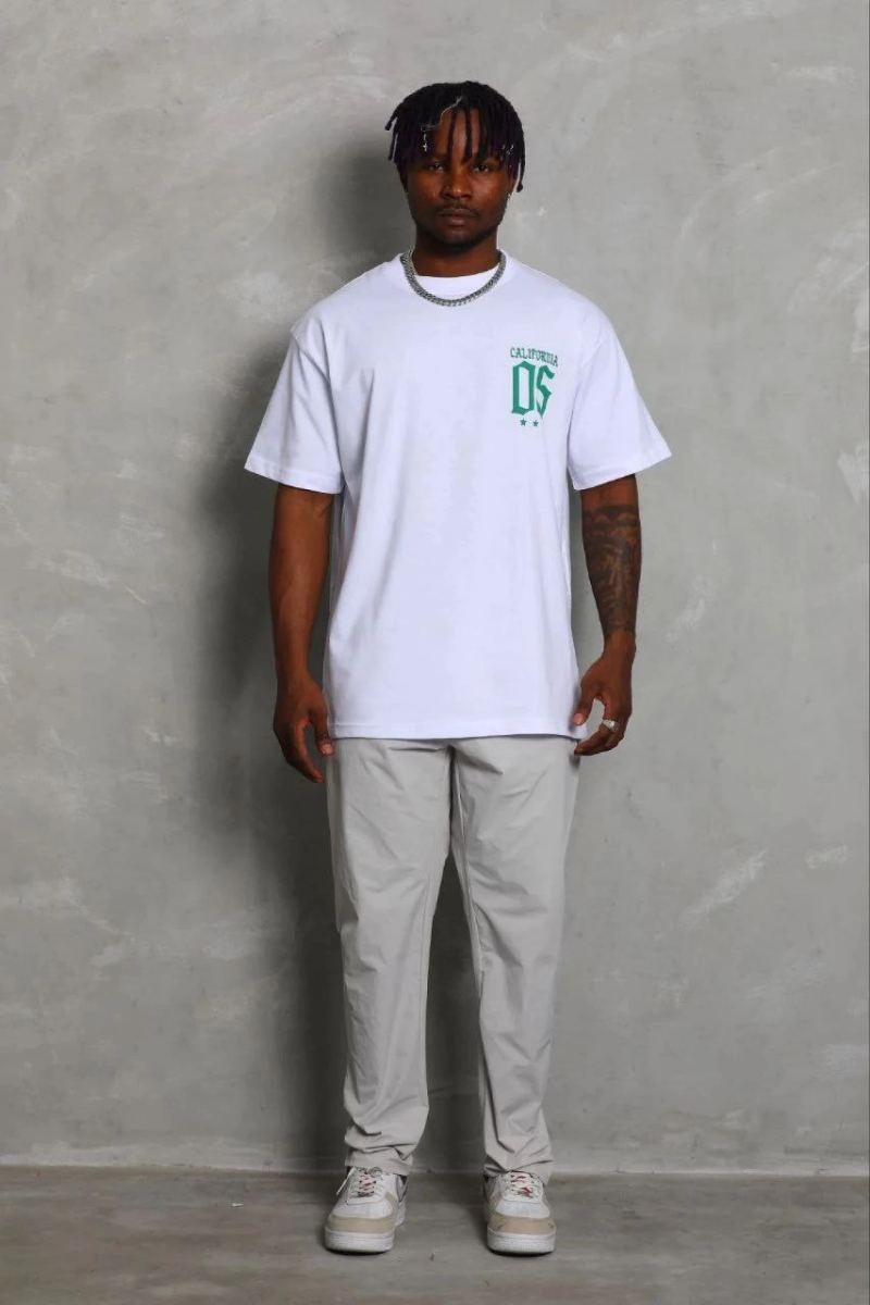 Erkek Baskılı T-Shirt Kısa Kol Bisiklet Yaka Regular Fit Tişört - Beyaz