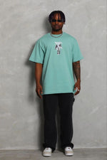 Erkek Baskılı T-Shirt Kısa Kol Bisiklet Yaka Regular Fit Tişört - Mint Yeşili