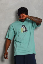 Erkek Baskılı T-Shirt Kısa Kol Bisiklet Yaka Regular Fit Tişört - Mint Yeşili