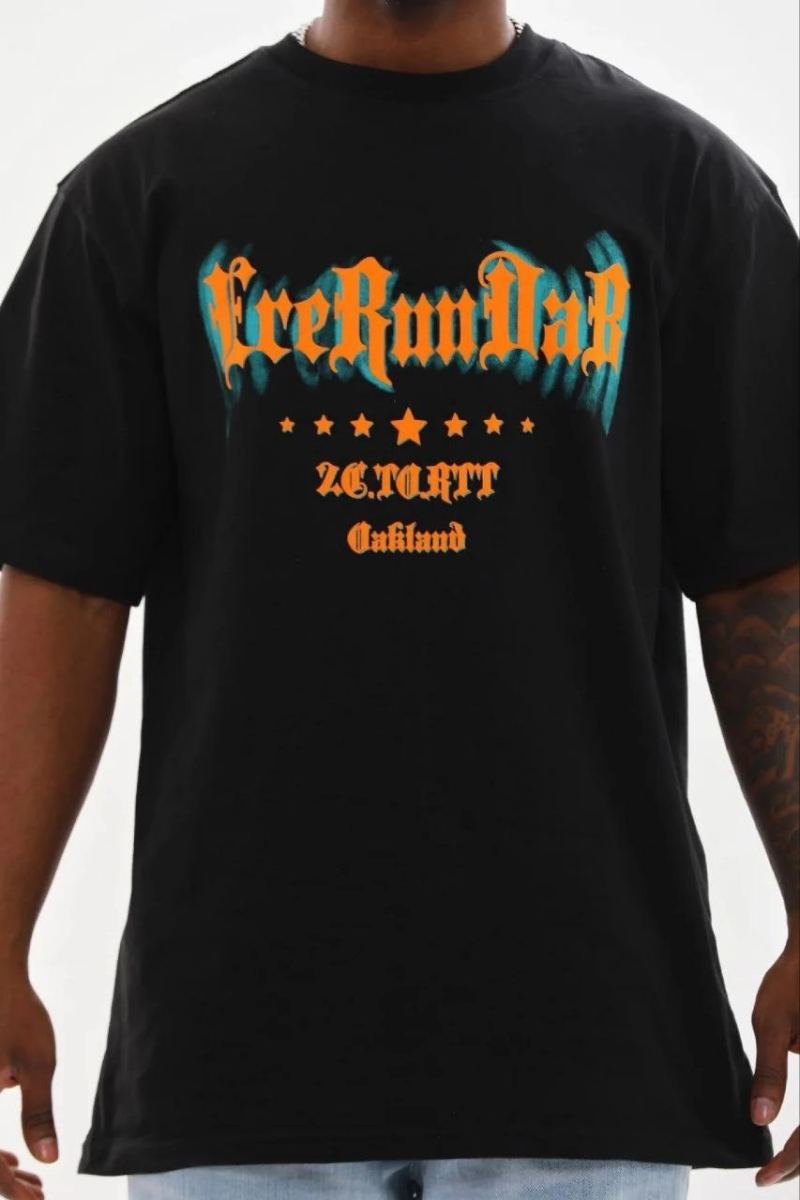 Erkek Baskılı T-Shirt Kısa Kol Bisiklet Yaka Regular Fit Tişört - Siyah