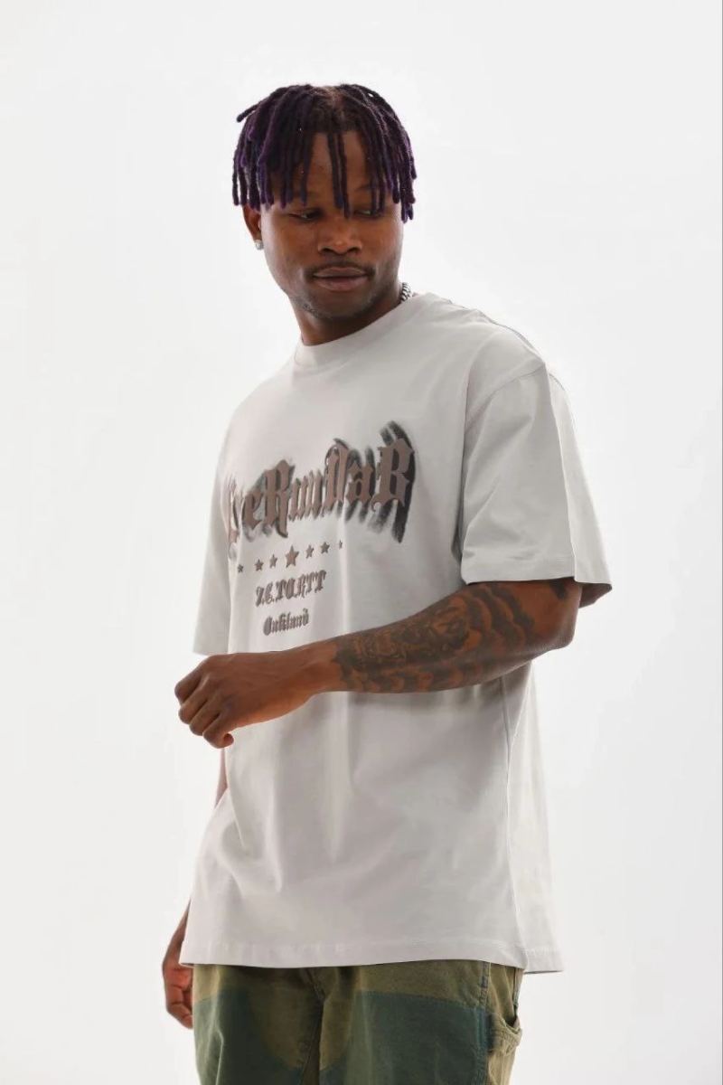 Erkek Baskılı T-Shirt Kısa Kol Bisiklet Yaka Regular Fit Tişört - Gri