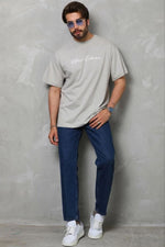 Erkek Baskılı T-Shirt Kısa Kol Bisiklet Yaka Regular Fit Tişört - Gri