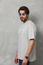 Erkek Baskılı T-Shirt Kısa Kol Bisiklet Yaka Regular Fit Tişört - Gri