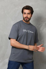 Erkek Baskılı T-Shirt Kısa Kol Bisiklet Yaka Regular Fit Tişört - Füme