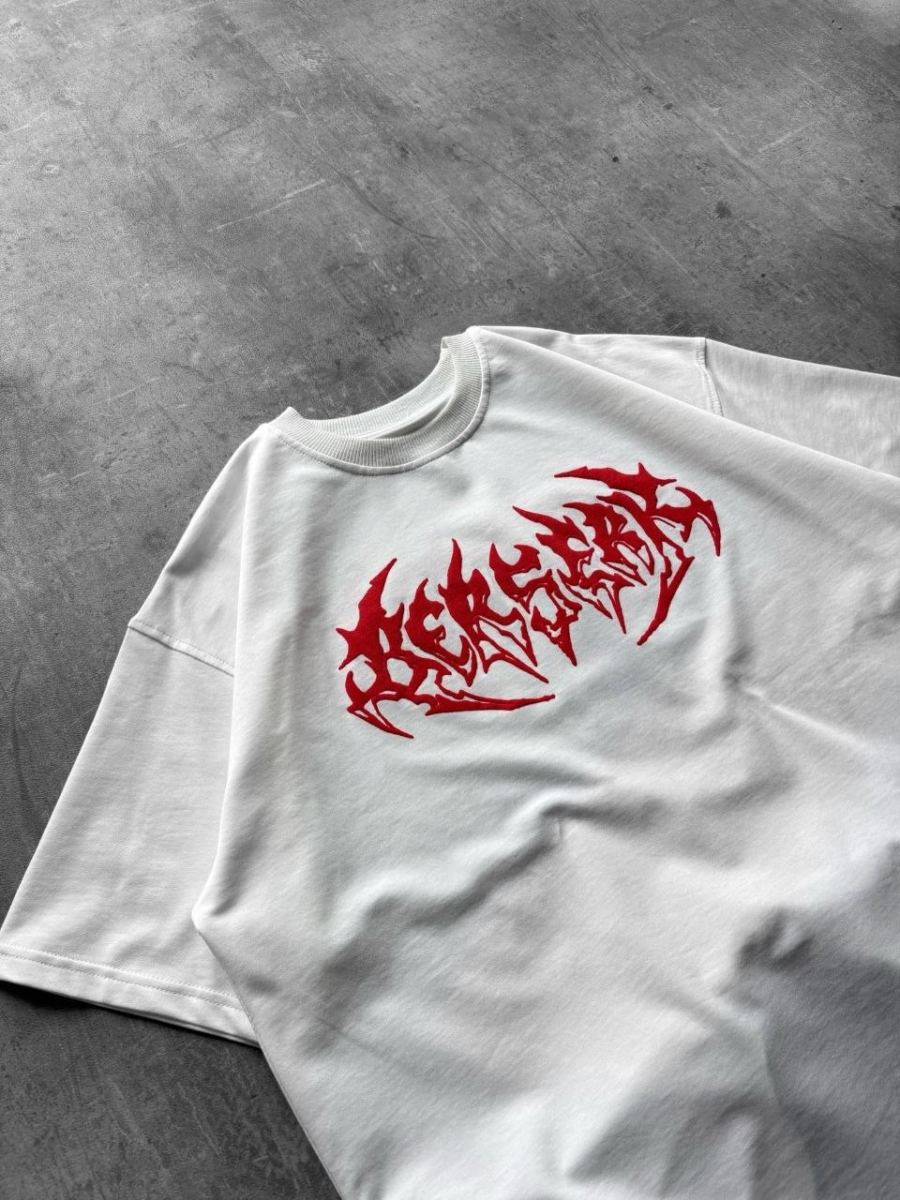 Kadın Kısa Kol Yazlık Tişört Bisiklet Yaka Baskılı Oversize T-Shirt - Beyaz