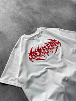 Erkek Kısa Kol Yazlık Tişört Bisiklet Yaka Baskılı Oversize T-Shirt - Beyaz