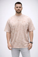 Erkek Premium Tişört OSY Yumuşak Dokulu Yıkamalı Oversize T-Shirt - Bej