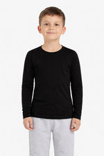 Erkek Çocuk Basic Uzun Kollu Tişört Okul Günlük Rahat T-Shirt - Siyah