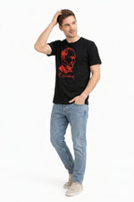 Erkek Atatürk Baskılı Tişört Kısa Kollu Bisiklet Yaka T-Shirt - Siyah