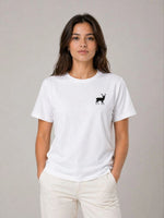 Kadın Minimal Geyik Logolu Tişört Bisiklet Yaka Kısa kol Yazlık T-Shirt - Beyaz
