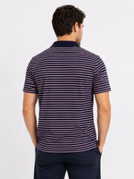 Erkek Pike Kumaş Gül Kurusu Çizgili Polo Yaka Tişört Kısa Kol T-Shirt - Siyah