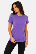 Kadın Basic Tişört Bisiklet Yaka Kısa Kol Günlük Yazlık Slim fit T-Shirt - Mor