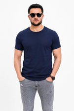Erkek Basic Tişört Bisiklet Yaka Kısa Kol Günlük Yazlık Slim fit T-Shirt - Lacivert