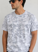 Erkek Batik Desenli Tişört Bisiklet Yaka Kısa Kol Regular Fit T-shirt - Gri